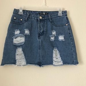 Distressed Denim Mini-skirt Jean skirt Size 6